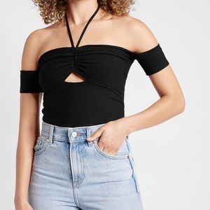 Express Body Contour Off the Shoulder Cinched Sweater